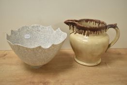 A mid to late 20th-century Peter Lane ceramic bowl, of foliate form, featuring an undulating rim and