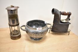 A mixed 19th-century metalware lot, to include an Argent English Pewter hand-hammered Art Deco-style