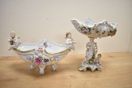 Two late 19th to early 20th-century German Rococo-style porcelain centrepieces, to include a Von