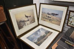 A selection of three late 20th-century large military prints, to include The Mighty Antar by Alan