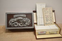 Two early 20th-century Bridge game boxes, to include a 1930s example, and a larger wooden box