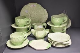 A collection of 20th-century Carlton Ware Australian Poppy pattern tea set, of a soft leafy green