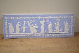 A late 19th-century Wedgwood Jasperware plaque, showcasing a classical Greek mythological scene in