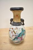 A 19th to 20th-century Chinese crackle-glaze porcelain vase, of ovoid form with a flared mouth