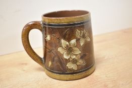 A mid 19th-century Robert Wallace Martin (Martin Brothers) studio ceramic tankard, of wide