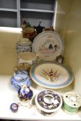 A mixed lot of 19th to 20th-century pottery and ceramicware, to include a Bloor Derby circular