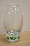 A large 20th-century Langham Studio Glass 'Cosmos' vase, of rounded form, with several green,