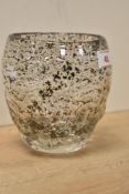 A contemporary studio art glass, of bulbous form, characterised by an organic, heavily textured