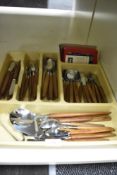 A selection of mid 20th-century Norwegian Martha 'Rust fri' stainless steel and wood cutlery,