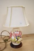 A Moorcroft pottery 'Pink Magnolia' table lamp, h39