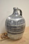 A late 20th-century Winchcombe Pottery stoneware Cider Flagon by Ray Finch, of bulbous form,