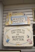 Two large late 20th-century Frederick Warne & Co. Beatrix Potter cardboard advertising placards,