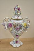 A 20th-century Von Schierholz decorative porcelain lidded vase, of Rococo style, featuring an