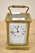 A late 19th to early 20th-century French Richard & Co cased brass carriage clock, with Roman numeral