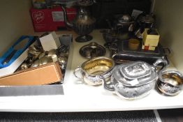A mixed selection of early 20th-century silver-plated and white metalwares, to include a large