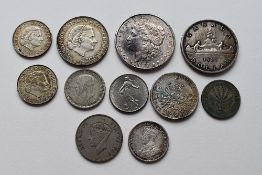 A Collection Of 19th And 20th Century Silver World Coins Comprising, A USA 1878 Morgan Silver