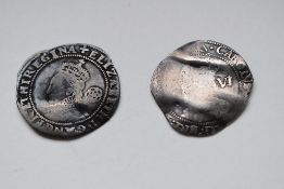 A Silver Hammered Elizabeth I 1578-1582 Sixpence, Fifth Issue, MM Greek Cross, S2572, A Silver