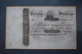 A Provincial Bank note, Stornoway Scotland, Twenty Shillings, Payable to The Chamberlain Of The