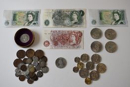 19th and 20th Century British Coins Comprising, A Queen Victoria Silver Double Florin (worn), A