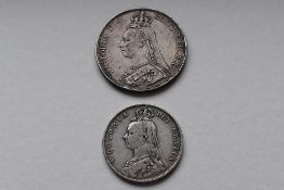 A Queen Victoria 1890 Silver Crown Jubilee Bust, Rev St George And Dragon, Milled Edge , A Queen