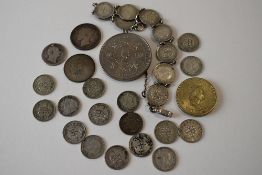 A William IV Silver Sixpence (Holed), A Queen Victoria 1868 Silver Shilling (Young Head), 1873