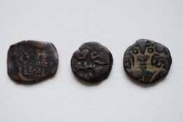 A Bronze Spanish 16th Century Coin (Pirate Money?), Counter Stamped , Weight 4.82 Grams, Diameter