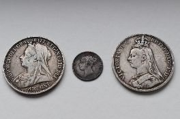 A Queen Victoria 1889 Silver Crown, Rev George And dragon, Milled Edge, A Queen Victoria 1896 Silver
