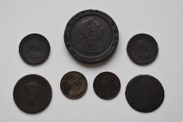 Eighteenth and Nineteenth Century Copper Coinage including A George III Half Penny, Two George III
