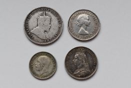 A Queen Victoria 1887 Silver Sixpence 'Shield in Garter Withdrawn Type' JEB below trunk, An Edward