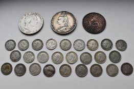 A George III 1820 Silver Crown, Rev George & Dragon With Garter Edge, A Queen Victoria 1889 Silver