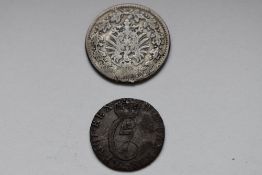 A Norwegian 1782,Silver 2 Skilling, Obv Christian VII, Weight 1.19 Grams, Diameter 17.3 mm, A German