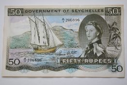 A 1973 Government Of Seychelles Fifty Rupee Banknote, 1st August 1973, Signed Bruce Greatbatch