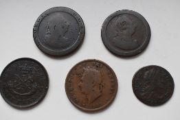 A Charles II 1683 Ireland Halfpenny, A George IV 1825 Penny, A George III 1797 Cartwheel Penny (