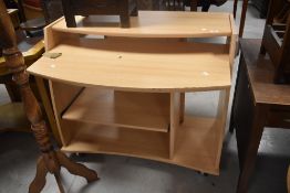 A beech laminate work desk, width approx. 100cm