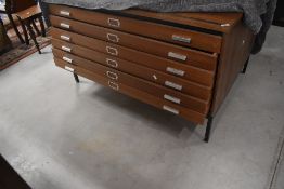 A vintage sapele plan chest , width approx. 137cm