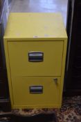 A modern metal filing cabinet, in yellow , height approx. 68cm