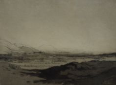 Eveleen Buckton RA, RBE (British 1872 - 1962) Dry point etching, a British mountain and lake