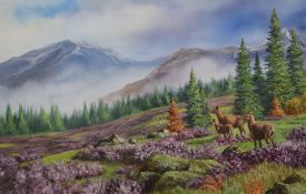 Royce Harmer (British 20th Century) Oil on canvas, an appealing mountainous woodland landscape