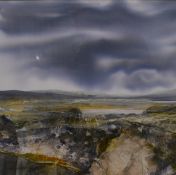 Duncan MacLeod (Scottish 1955) Mixed media 'Lochan - Under a Sultry Sky', an interesting piece of