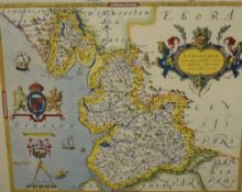 *Local Interest* After Christopher Saxton (British 1540 - 1610) lithograph, a colourised map of