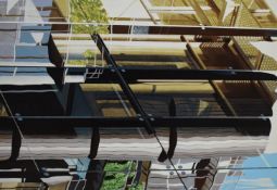 After Brendan Neiland (British b.1941) Screen print 'Plaza' a close up of a glass building with
