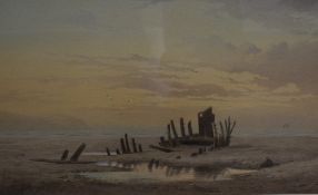 Frederick Boisseree (British fl.1870-1880) watercolour, coastal scene with ship wreck, signed and
