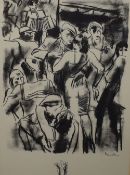 After Milivoj Uzelac (Serbian 1897–1977) Lithograph, a 1930s club scene originally in charcoals,