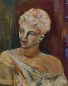 Contemporary oil on paper, impasto portrait of what appears to be a classical female, unattributed