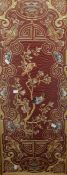 Chinese embroidered silk panel (20th Century) a highly decorative piece with vibrant threads