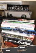 A selection of mainly automobilia themed books including 60 Years of Formula One, The Original