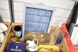 A glass fronted display case, a Royal Doulton 'Autumn Glory' milk jug and sugar bowl set, a