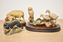 A group of four Aynsley Mastercraft animal studies to include pig and piglets, all complete with