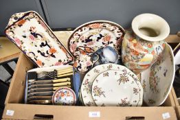 A Mason's 'Mandalay' sandwich plate, dinner plate and milk jug, a large Aynsley 'Cottage Garden'