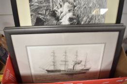 A pair of historical farming photographs in a simple black frame, mounted and glazed 54cm x 43.